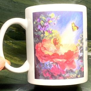 Fairy Garden Mug Ceramic Leanin Tree with Inscription Vintage